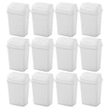 Sterilite 7.8 Gallon SwingTop Wastebasket Plastic Trash Can with Lid and Compact Design for Kitchen Office Dorm or Laundry Room White (12 Pack)