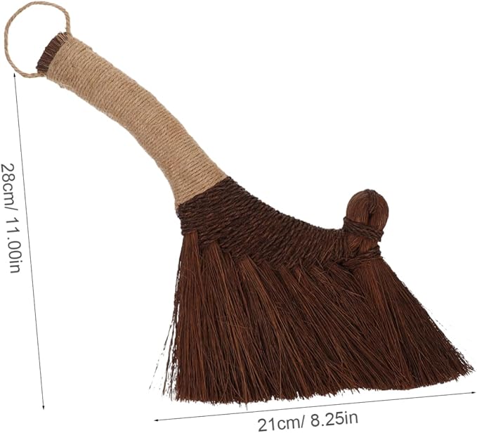 Small Handheld Desk Broom Traditional Straw Whisk for Dust Removal Desktops Keyboards and Hard Reach Areas for Indoor and Outdoor Cleaning