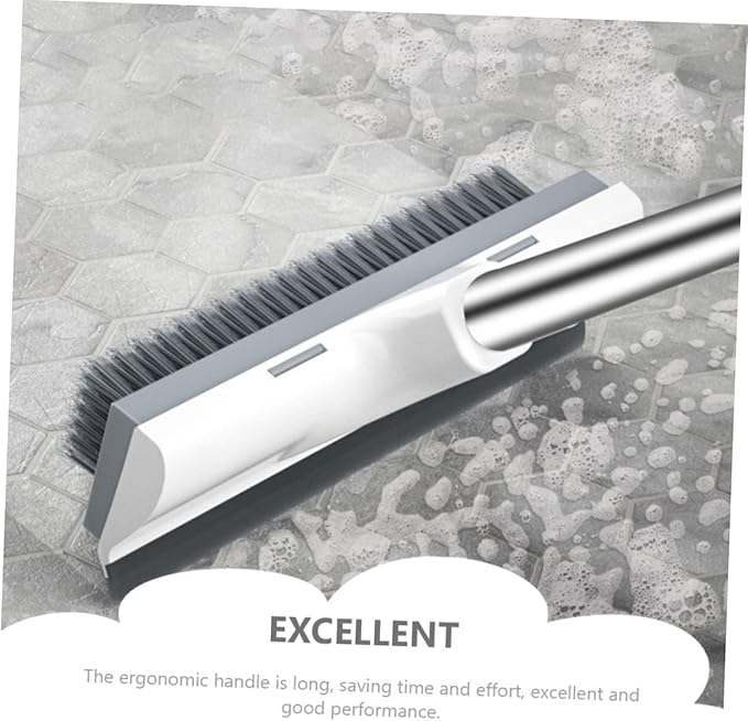 BESTYASH Long Handle Bathroom Floor Scrubber Brush with Hard Bristles and Scraper Cleaning Area Tile and Grout Brush for Efficient Home Cleaning