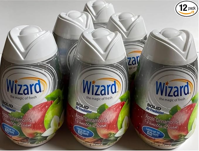Wizard The Magic of Fresh gel Air Freshener solid air freshener 7.8 oz Apple cinnamon/vanilla bean (Pack of 12)