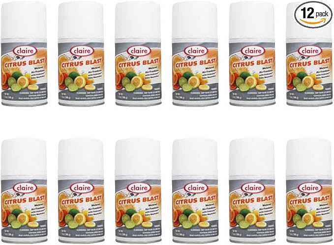 Claire C-112 Citrus Splash Metered Air Freshener Aerosol Can 7 Ounce (Pack of 12)