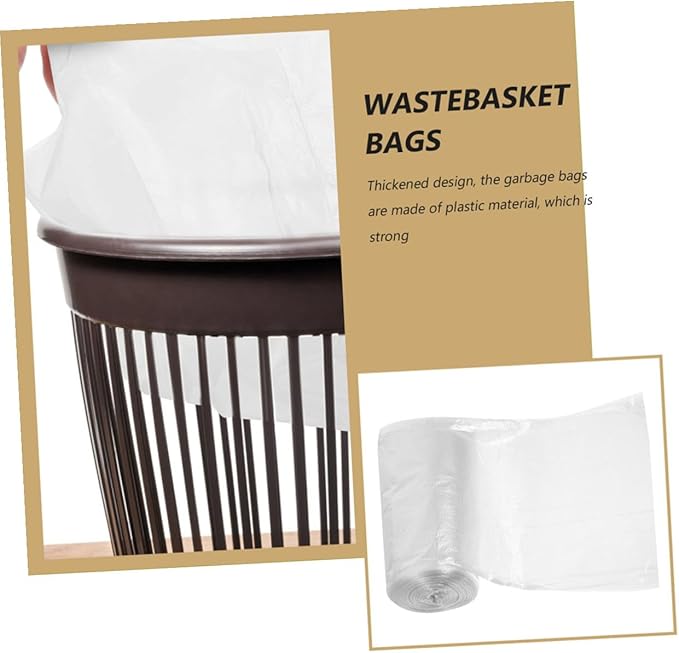 Thickened Plastic Trash Bags 300pcs (45x50cm) Flat Open Garbage Liners for Office Bathroom Kitchen Wastebasket Use