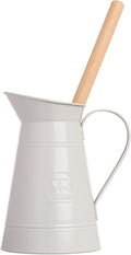 Redecker White Coated Metal Toilet Brush Set with High Grade Nylon Toilet Brush with Oiled Beechwood Handle Replaceable Head Vintage Design with Handle and Spout Made in Germany