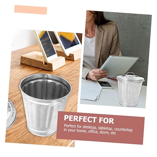 4pcs Galvanized Planter Trash Can Lid Small Wastebasket Lid for Indoor Plants Storage Container