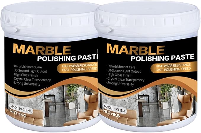 Marble Polishing Paste Professional Marble Cleaner &amp Quartz Polish Stone Sealer &amp Protector for Countertops Floors and Walls – Marble Polishing Compound Kit 2.2LB (2 Piece)