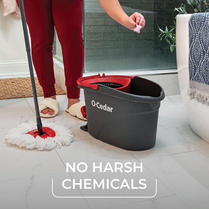 O-Cedar EasyWring Microfiber Spin Mop &amp Bucket Floor Cleaning System + 2 Extra Mop Head Replacements with Lavender Pac (Variety Pack)