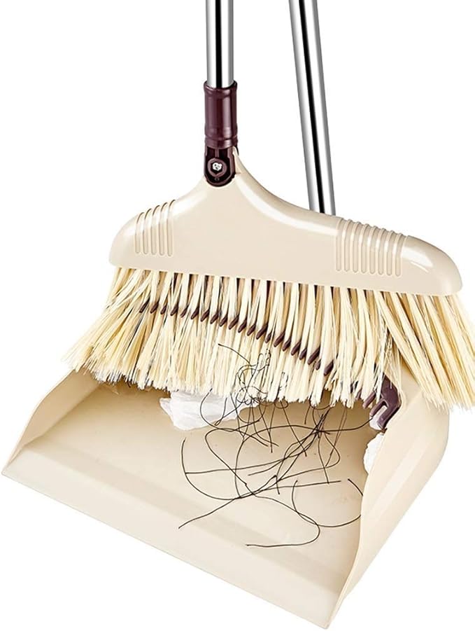 Broom and Dustpan Set Light Weight Lobby Combo Upright Dust Pan for Home Kitchen Room Office Use