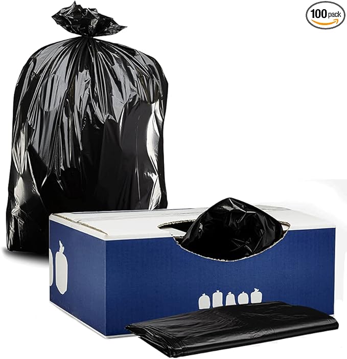 Plasticplace 40-45 Gallon Trash Bags │ 2.0 Mil │ Black Extra Heavy Duty Garbage Can Liners │ 40 x 46 (100 Count)