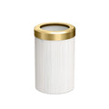 Gatco Small Bathroom Trash Can with Lid Round 3 Gallon Wastebasket Under Sink White Oak with Brushed Brass for Bathroom Bedroom Office (1932B)