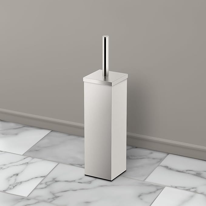 Gatco 1489 Elegant Square Toilet Brush Holder Satin Nickel