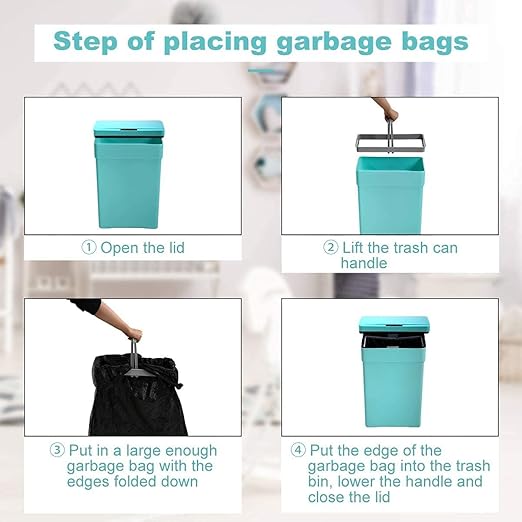 50 Liter/13.2 Gallon Trash Can for Kitchen Automatic Garbage Can Touch Free High-CapacityPlastic Smudge Resistant with Lid (4 Blue)
