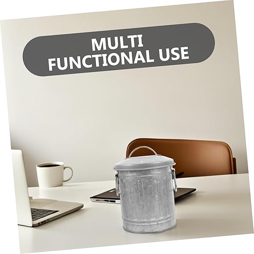 Bedroom Trash Can Desktop Wastebasket Small Garbage Can Office Rubbish Bin Iron Material Bin