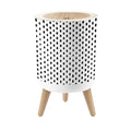 Bathroom Trash Can with Lid Polka dot Abstract Black White Seamless Dotted Cute Artistic Doodle Garbage Bin Waste Basket for Kitchen Office Bedroom Decoration Diaper Pail 1.8 Gallon