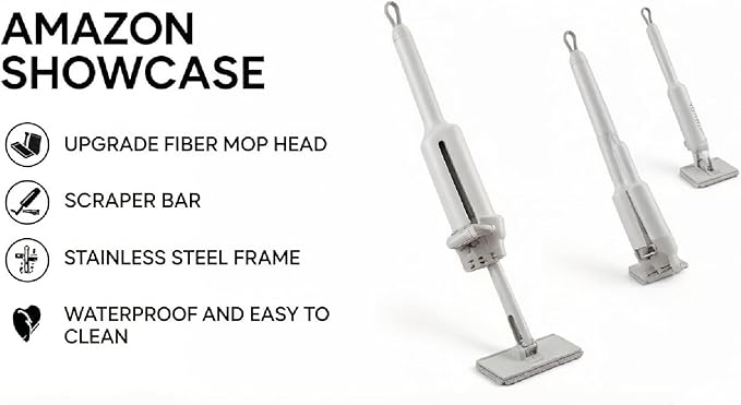 Mini Rotating Mop 360° Rotation No-Wash Design Desktop Cleaning Tool Flat Mop with Replacement Cloth