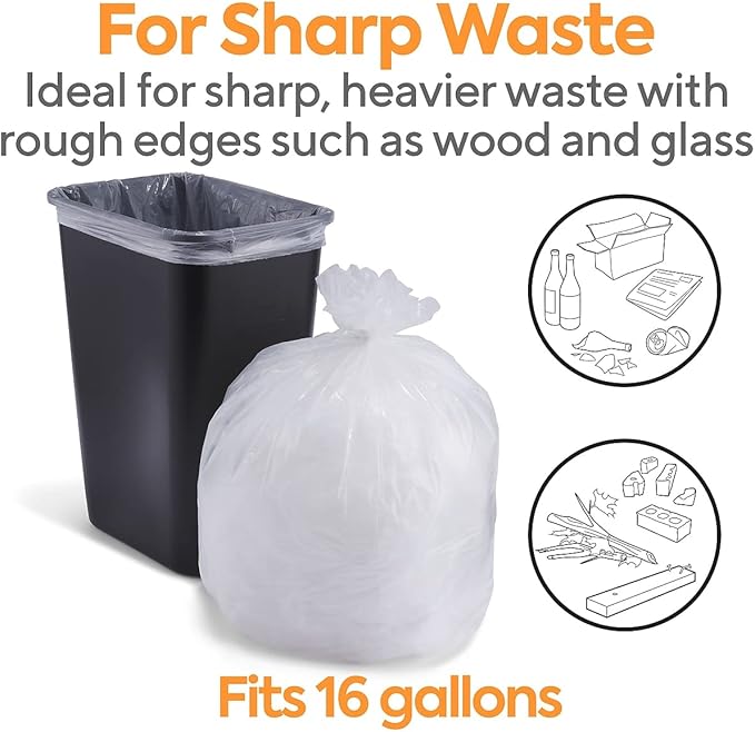 STAPLES BRIGHTON Clear Professional Linear Low-Density Trash Bags 12-16 Gallon 250 Bags/Box
