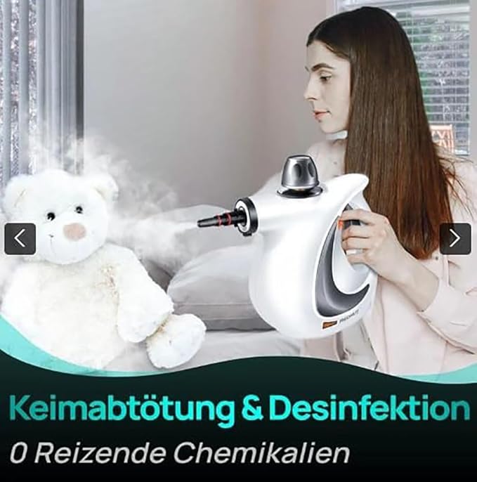 Multi Purpose Disinfection Steamer Powerful Handheld Steam Cleaner with 9 Accessories for Home Kitchen Bathroom Tile Grout and Furniture Cleaning.
