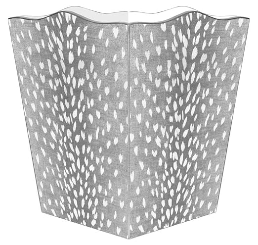 Marye-Kelley Grey Antelope Wastepaper Basket Neutral Animal PrintHandmade in The USA Wastebasket for Bedroom Bathroom Living Room Office Kitchen