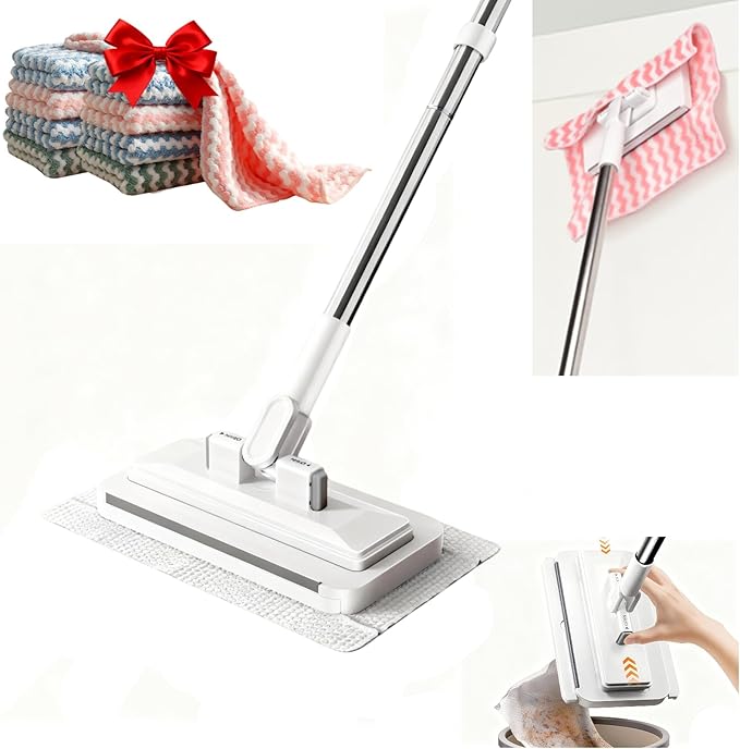 2026 New Mini Disposable Dust Mop with 10 Reusable Cloths No-Touch Dirty Cleaning Dust Mop for Dry Wet Disposable Pads Multi Surface Floor Mopping and Sweeping for House Wall Bathroom Corners