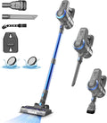DEVOAC N300 Cordless Vacuum Cleaner 6 in 1 Lightweight Stick Vacuum 2200mAh Battery Up to 40mins Runtime Powerful Handheld Vacuum for Hard Floor Rug Pet Hair Home Dorm (Blue)