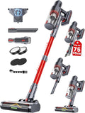 Cordless Vacuum Cleaner 75Mins/55KPa/650W Self-Standing Stick Vacuum Cleaners for Home Rechargeable Lightweight Anti-Static&ampAnti-Tangle Brush for Hard Floor Carpet Hardwoods Pet Hair
