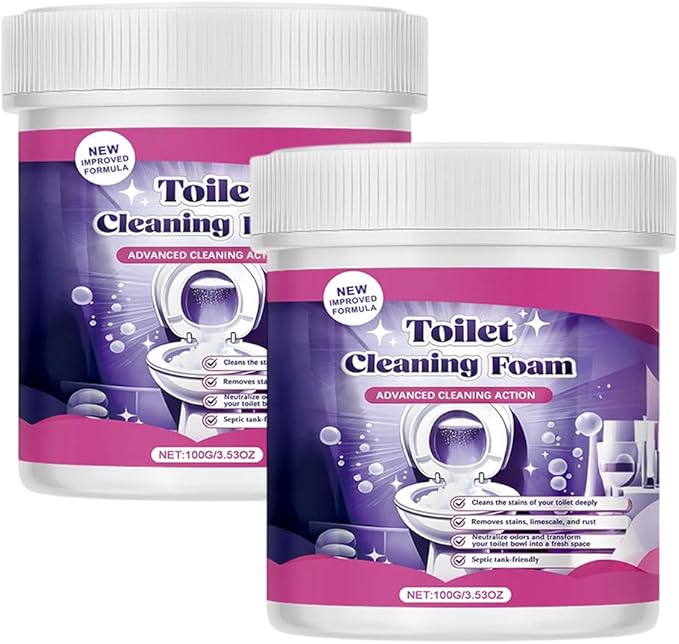 2026 Upgrade Toilet Bowl Cleaner Toilet Cleaning Foam Power Foaming Toilets Clean Clean Foam Cleaner Touch Free Foaming Powder – Bathroom Cleaning Powder (2PCS)