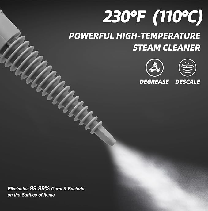 Handheld Steam Cleaner Pressurized Multi-Surface Steam Shot with 13 Accessories Safety Lock Steamer for Cleaning Floor Upholstery Grout Windows Couch and Car Green