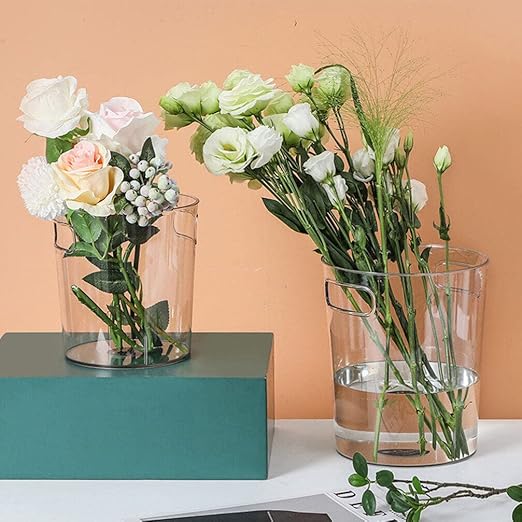 Homoyoyo Elegant Round Garbage Bin Acrylic Waste Basket Multi-Functional Rubbish Bin for Home Office Use