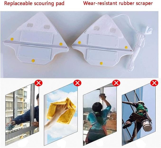 Home Side Magnetic Window Cleaner Strong Both Glass Surface Cleaning Brush Wiper Tools with Ergonomic Handle Design for High