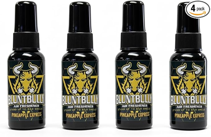 Blunt Bully Air Freshener (Pineapple Express) (4 Pack) Premium Oil Based Air Freshener Spray. Long-Lasting Room Bathroom Office &amp Car Scent | Eliminates Odors from Smoke Pets &amp More