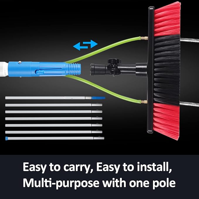 Window Cleaner Window Cleaning Kit Lightweight Aluminum Alloy Water Fed Pole Solar Panel Cleaning Brush and Pole Telescopic Water Brush for Cars Glass Curtain Walls Solar Panels Windo