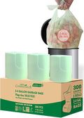 3 Gallon Flap Tie Compostable Trash Bags 300 Count Small Compost Bags Biodegradable Kitchen Garbage Bags Food Scrap Waste Bags for Countertop Bin ASTM D6400 US BPI Certified