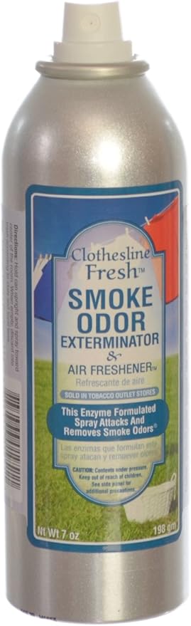 Smoke Odor Exterminator Removes Cigar/Cigarette/Pipe/Tobacco Smells 7oz Spray Air Freshener Clothesline Fresh (6-Pack)