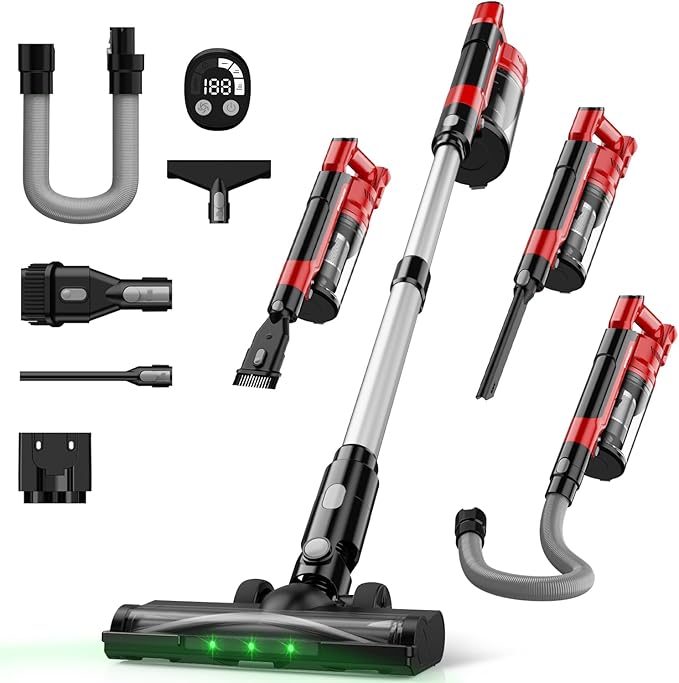 Cordless Vacuum Cleaner for Milwaukee M18 Battery 7-in-1 Lightweight Stick Vacuum with HEPA Filter 35KPA Suction 350W Brushless Motor 3 Modes for Floor Carpet Car(Battery Not Included)