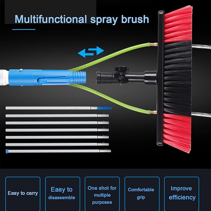 16-39ft Window Cleaning Pole Water Fed Telescopic Brush Extendable Solar Panel Cleaning Brush Outdoor Washing Equipment Tool Solution Cleaning Photovoltaic and Solar Pan