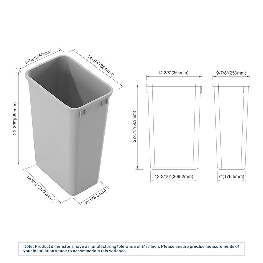 Dowell 50Qt Wastebasket Trash Can Garbage Container for Home/Kitchen/Office Grey - (Can Only) 1PC