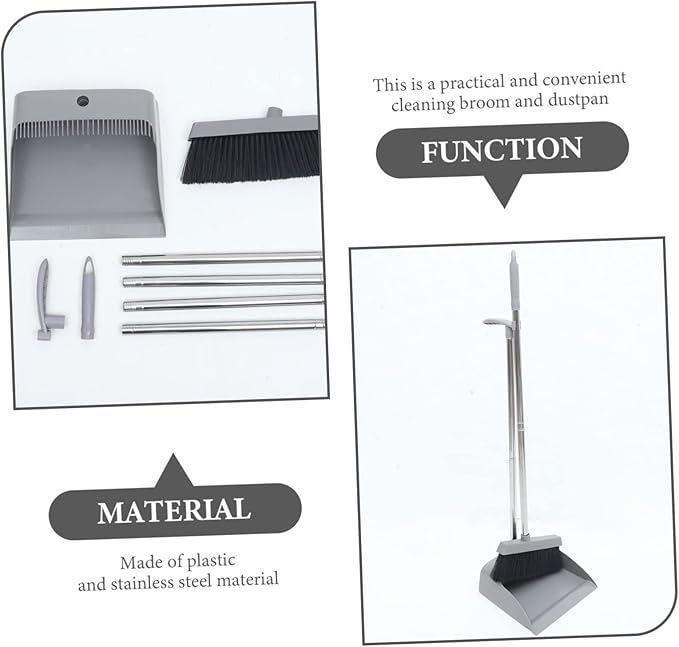 1Set Long Handle Broom and Dustpan for Home Soft Bristles Cleaning Accessories Durable and Ergonomic Design for Effortless Floor Sweeping
