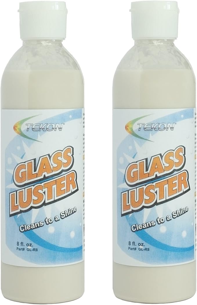TEKON Glass Luster - Easily Remove Hard Water Stains Oxidation and Spotting from Glass Chrome Porcelain and Tile (2 8oz)