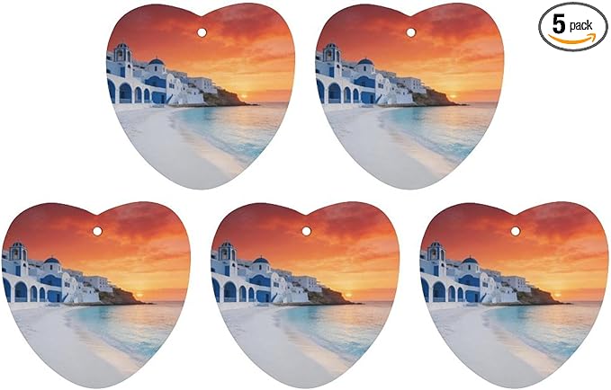5PCS Car Air Freshener Hanging Personalized Double Sided White Coastal Town Car Fresheners Long Lasting New Cars Scents Cute Automotive Freshies for Closets Drawers (tea)