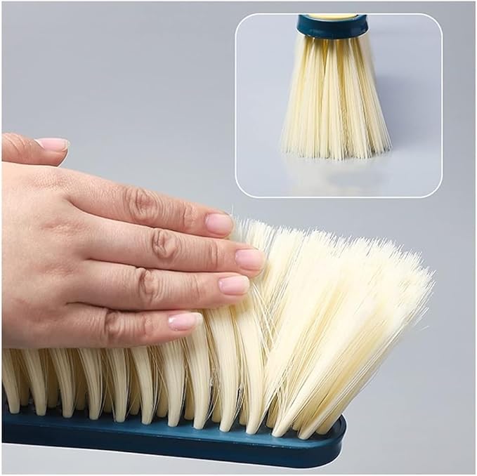 Whisk Broom Hand Held2pcs Bed Brush Soft Cleaning Brush Hand Broom Reusable Cleaning Tools Counter Duster Dusting Brush for Home Cleaning Long Handle dust Catcher(Blue)
