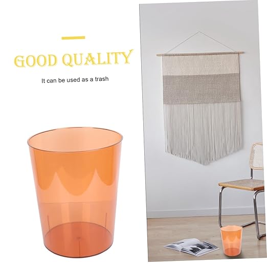 Uonlytech Creative Orange Trash Storage Holder and Flower Container Medium Rubbish Bin for Home Office Use Multipurpose Wastebasket for Living Room and Bedroom