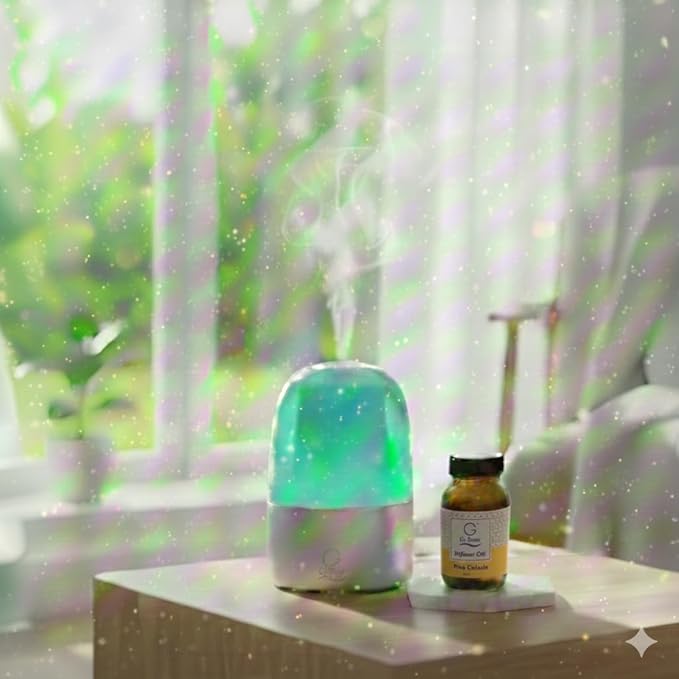 G's Breeze Smart Aroma Diffuser with Refill – Bluetooth &amp Wi-Fi App Control LED Lighting Adjustable Intensity Long-Lasting Sweet Tropical Fruity Fragrance for Home or Office - Pina Colada