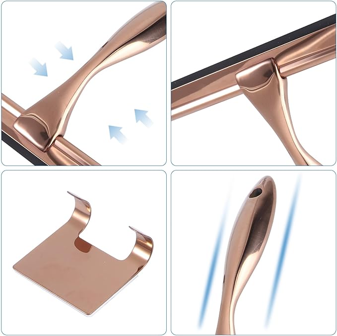 Stainless Steel Window Squeegee with Copper Silicone Handle Shower Glass and Mirror Cleaning Tool Household Bathroom and Car Cleaning Scraper