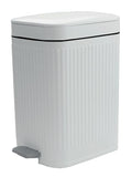Feisco Small Trash Can with LidSmall Bathroom Trash Can with Foot Pedal and Press Type LidSlim Step-On Trash Bin Wastebasket Garbage Can for KitchenBathroom Office Bedroom (White 2.6 Gallon)