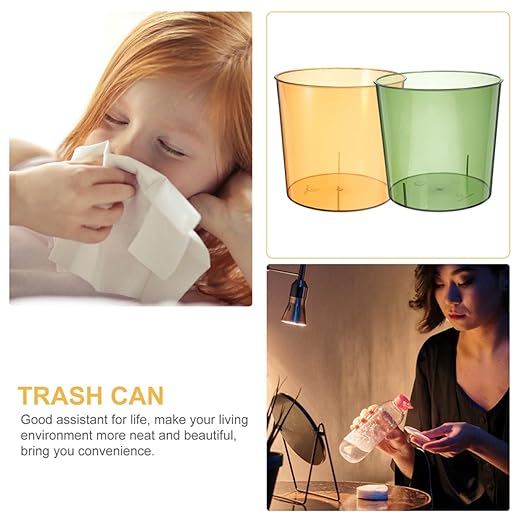 2pcs Medium Garbage Bin Trash Can for Office and Home Green and Orange Bathroom Wastebasket with Large Capacity for Kitchen and Bedroom Use