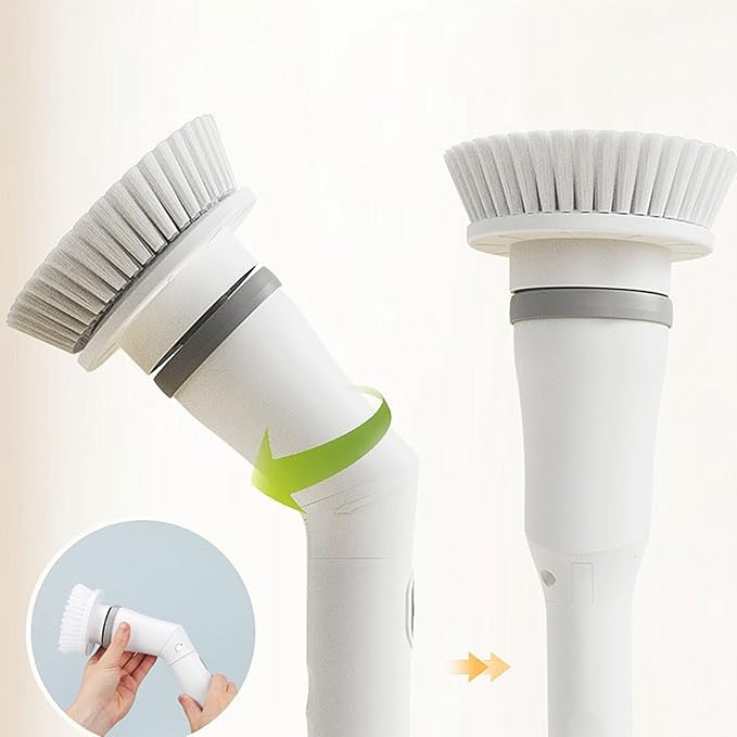 Electric Spin Scrubber Rechargeable Cleaning Brush with 6 Replaceable Heads Cordless Adjustable Handle Bathroom Scrubber