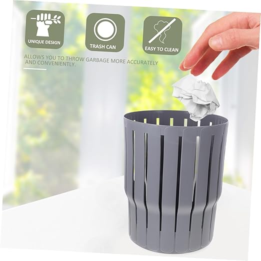 Thickened Garbage Bucket Small Wastebasket for Home Office Bathroom Material Lightweight Gray Trash Can for Household Use