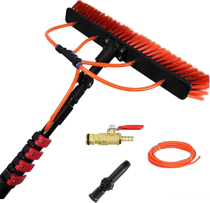 water fed pole kit window cleaning brush outdoor Window Cleaning Pole Water Fed Telescopic Brush Extendable Cleaner Conservatory Roof Cleaning Photovoltaic And Solar Panels (Size : 18FT/5.4M)