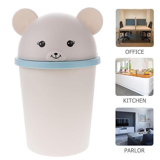 Unomor Desktop Trash Bin with Swing Lid Cute Wastebasket for Home Office for Living Bedroom and Desk Organization Odor Reducing Design