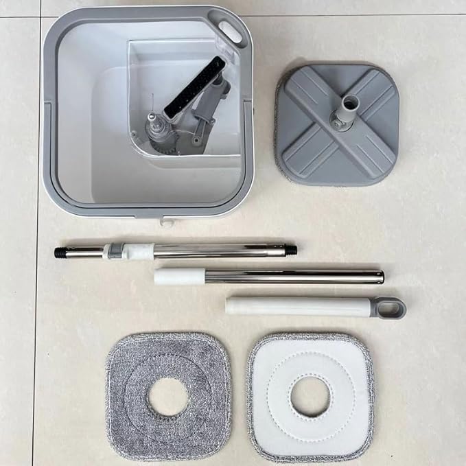 Mop Spray Cleaning Rotating Bucket Square Home No Hand Wash Floor Flat Set