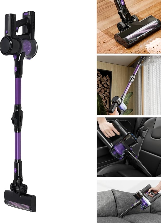 Cordless Vacuum Cleaner 250W Strong Suction 180 Degree Bendable Wand Stick Vacuum for Hardwood Floor Carpets Pet Hair